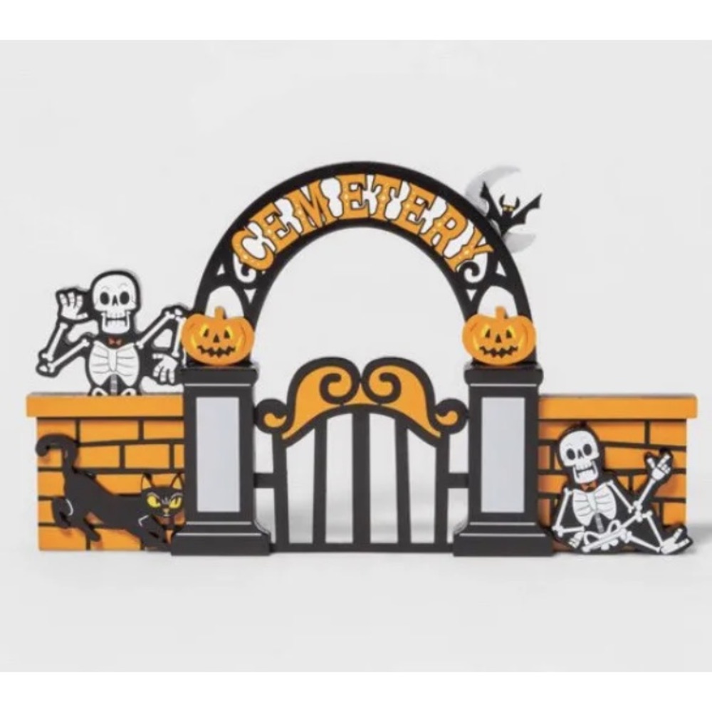 2021 Hyde & Eek Mini Mantle - Cemetery - Wood Decor Halloween Tabletop Skeletons